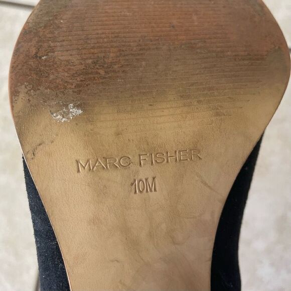 Marc Fisher Black Suede Brown Heeled Booties Boots Shoes Women’s Sz 10 M Fringe - Picture 6 of 6